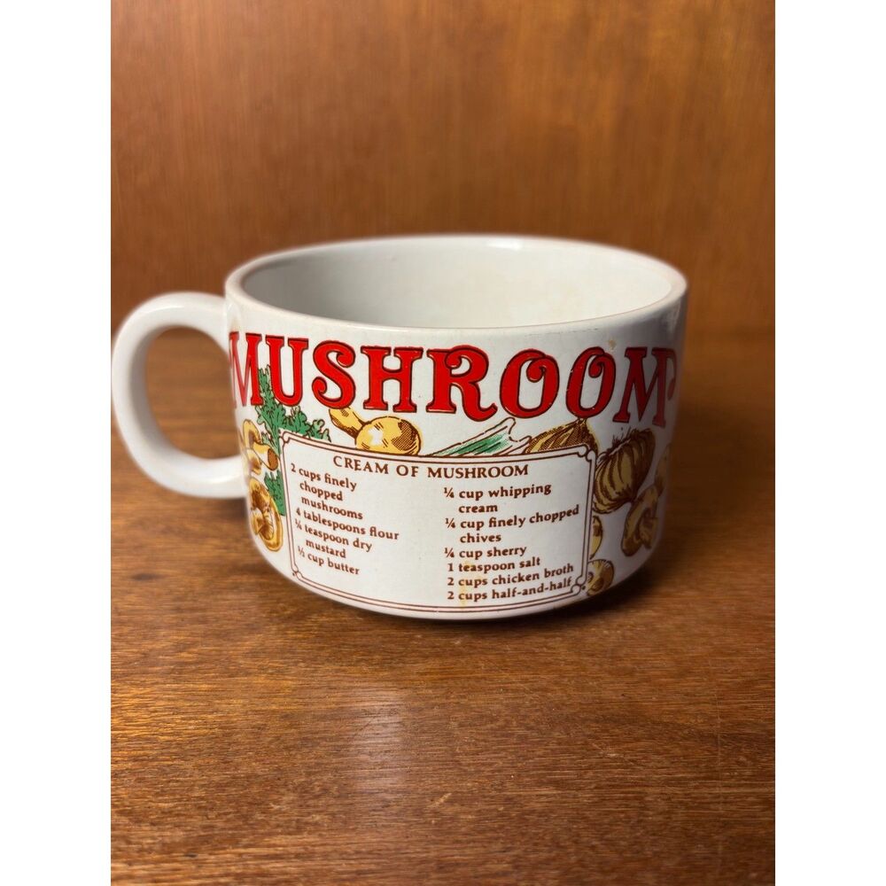 1970s VTG Recipe Soup Mugs Set of 4 French Onion Clam Chowder Split Pea Mushroom - Picture 8 of 15
